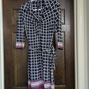 Navy and Pink Geometric Dress